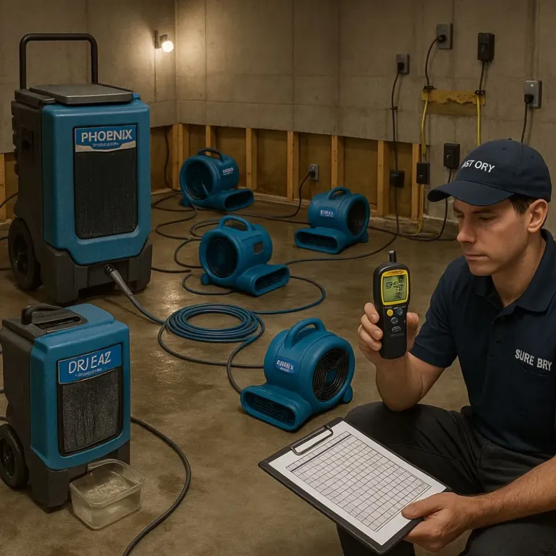 Structural Drying and Dehumidification process in China Grove, TX